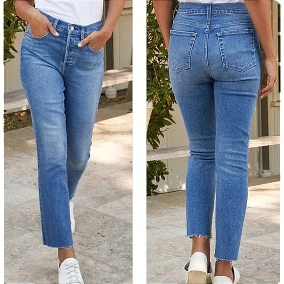 Frank & Eileen Cork The Everyday‎ Jean Straight Leg Crop in Antique Blue Size 26 - Picture 2 of 11